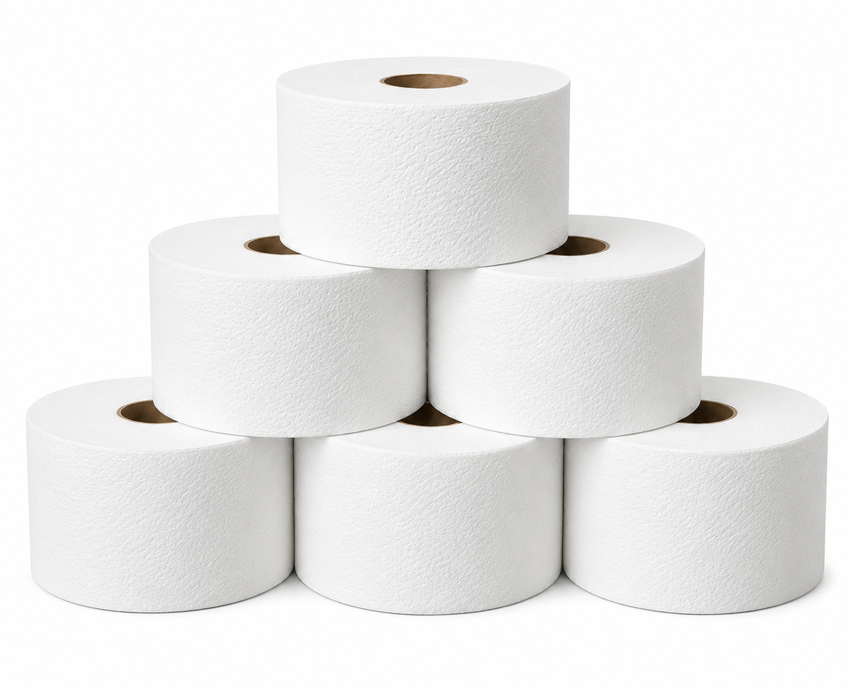 White Paper Roll 150 metre 2 ply x 6 Embossed