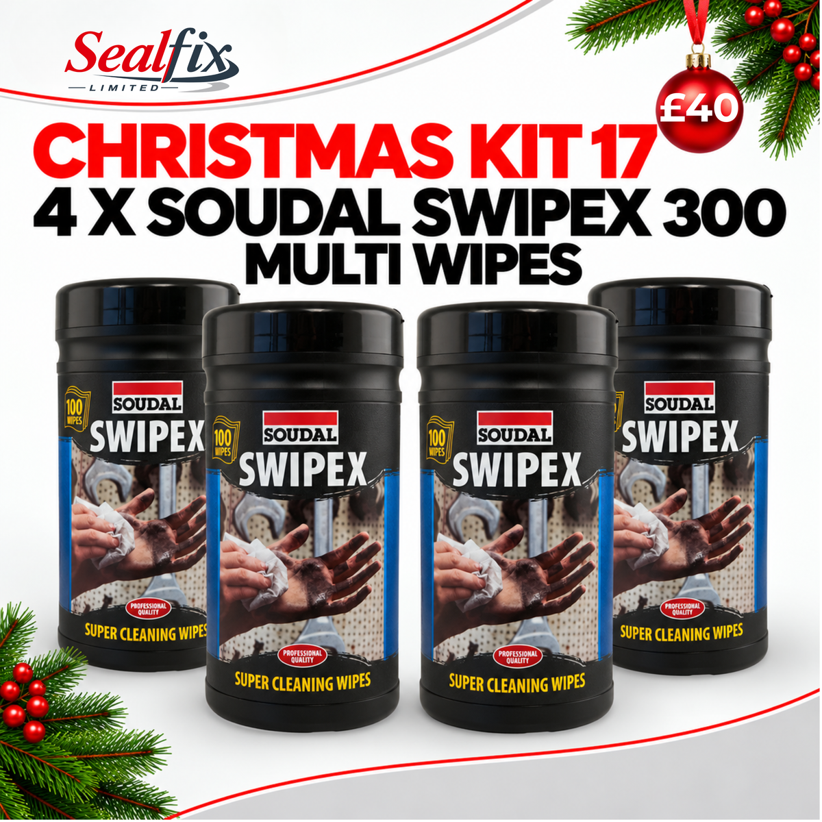 4 x SOUDAL Swipex 300 Multi Wipes - Christmas Kit 17