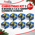 8 x 7.5 x 120mm Concrete Screws - Christmas Kit 3
