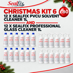 12 X SEALFIX PVCU SOLVENT CLEANER 1L AND 12 X SEALFIX PROFESSIONAL GLASS CLEANER 1L  - Christmas Kit 6
