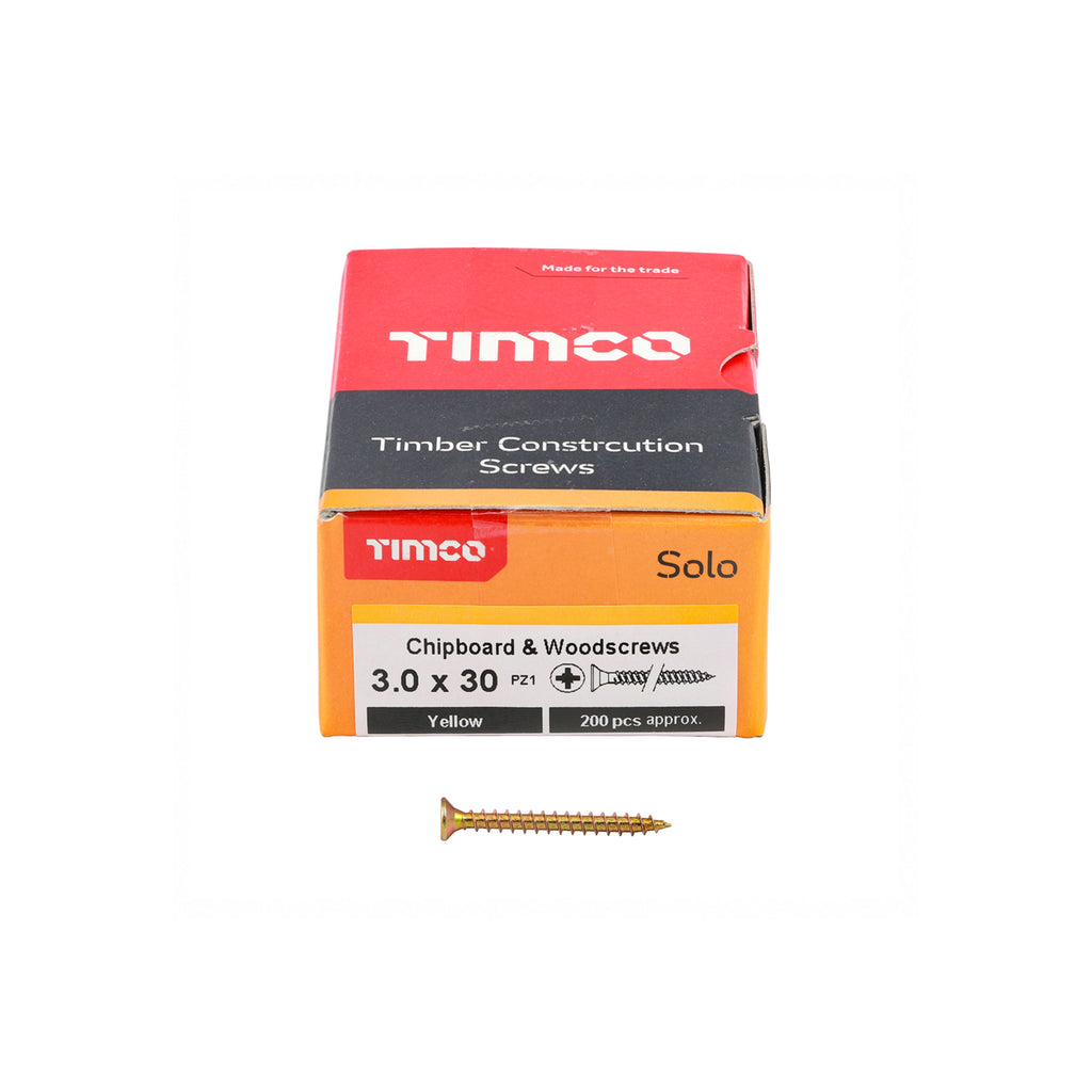 Solo Yellow Wood Screws 3mm (200pcs)