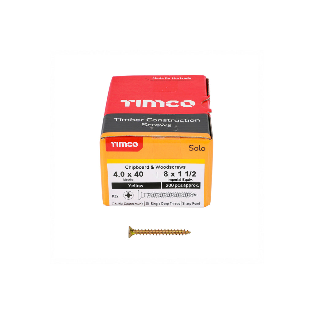 Solo Yellow Wood Screws 4mm (200pcs)