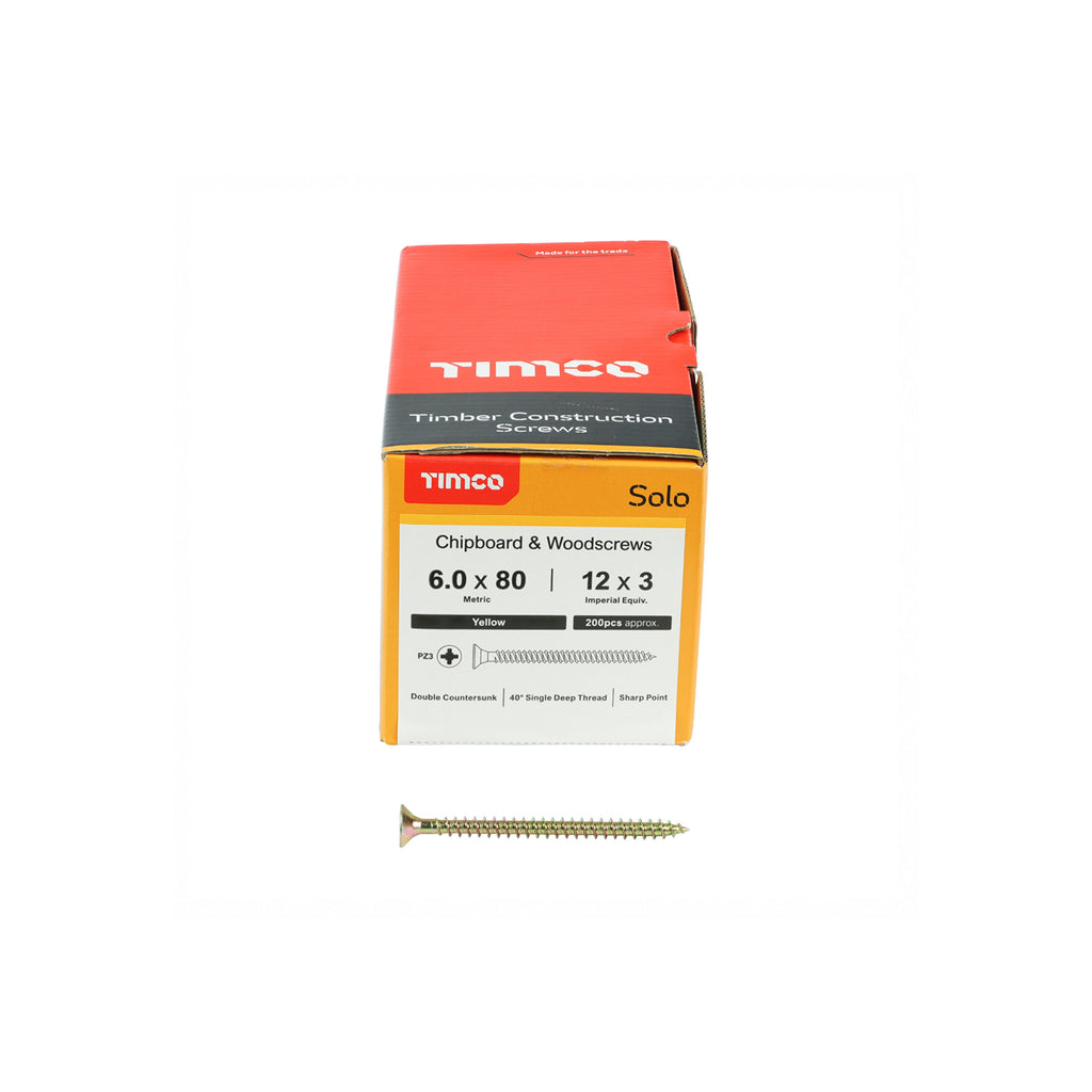 Solo Yellow Wood Screws 6mm (200pcs)