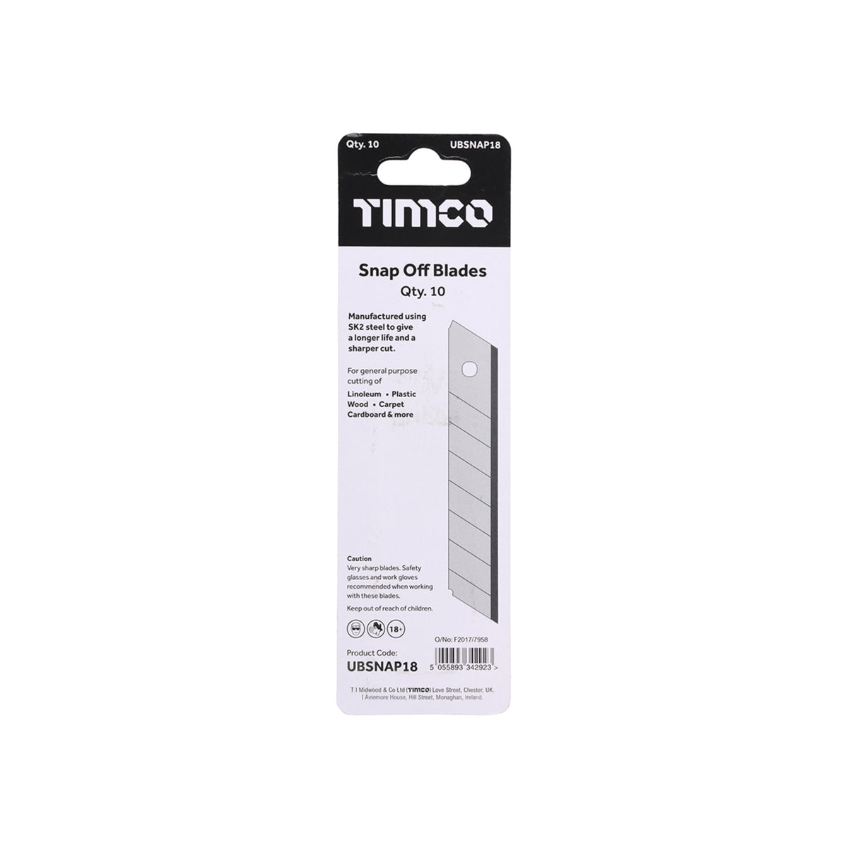 Snap Off Utility Knife Blades 100 x 18 x 0.6 (10)