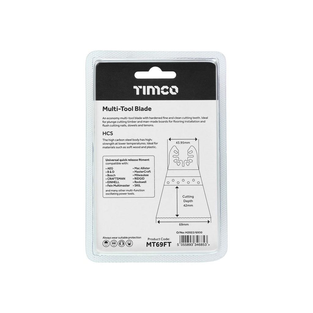 Flush-Cut, Straight Fine, Wood Multi-Tool Blade 69mm