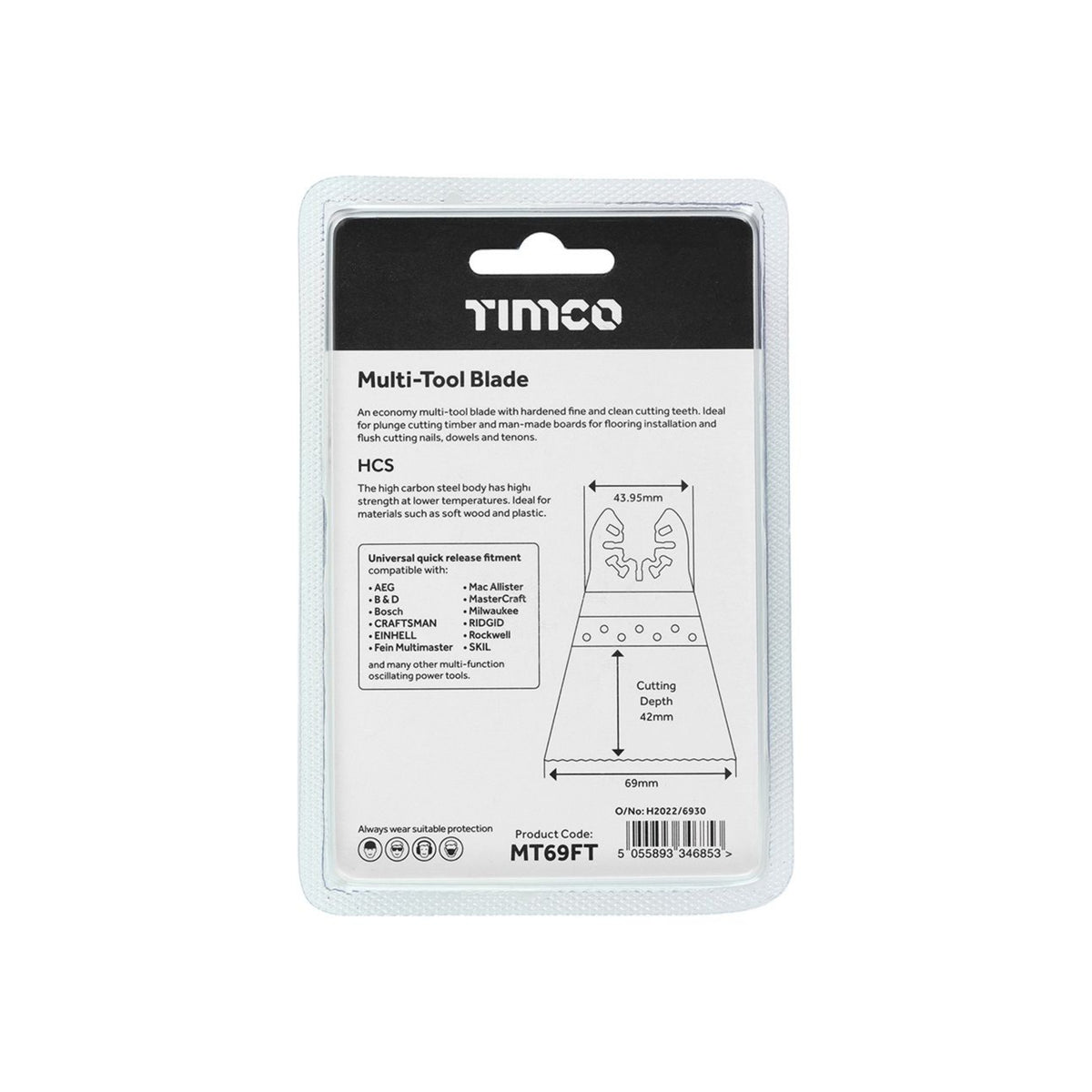 Flush-Cut, Straight Fine, Wood Multi-Tool Blade 69mm